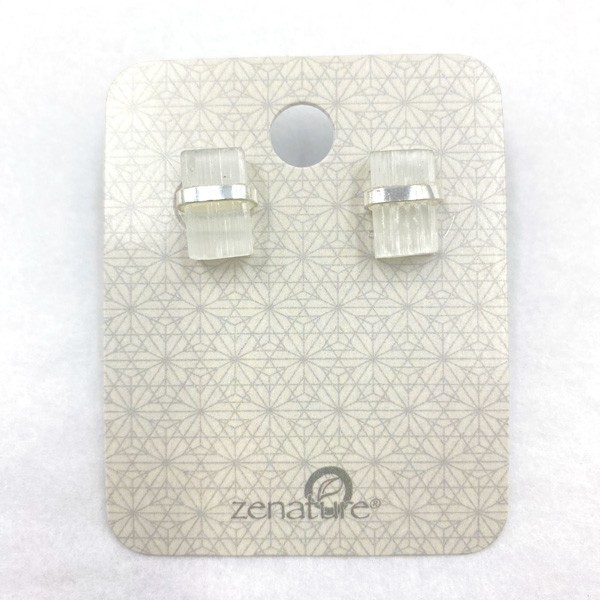 Selenite Stud Earrings Selenite Stud Earrings