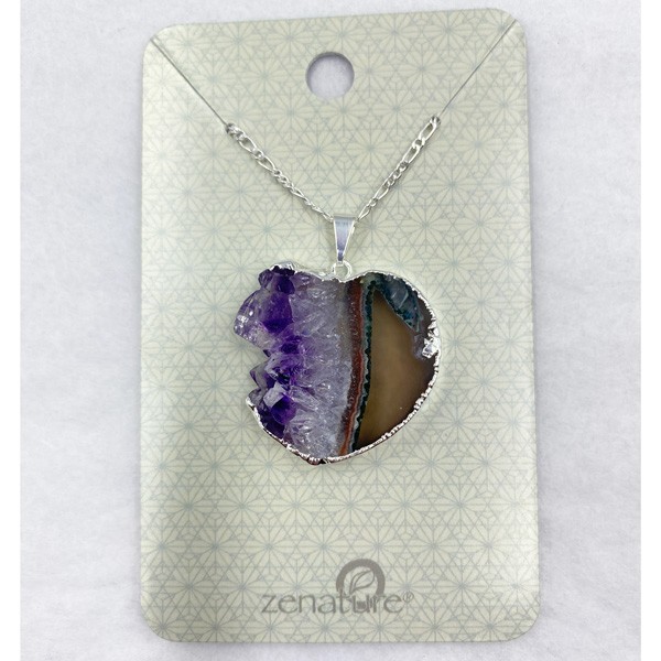 Pendentif Tranche de cœur en améthyste Pendentif Tranche de cœur en améthyste