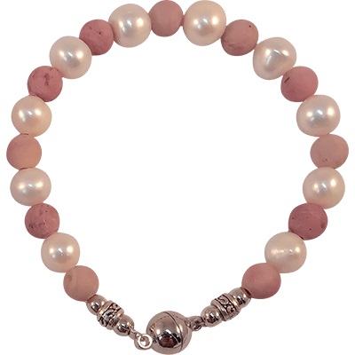 Bracelet perle de rivière et Rhodonite Bracelet perle de rivière et Rhodonite