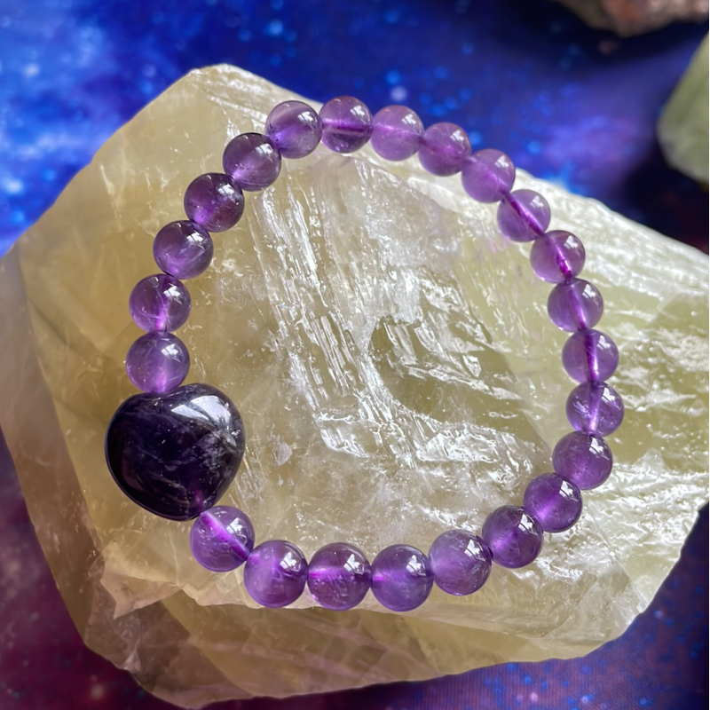Bracelet cœur d’améthyste, taille enfant Bracelet cœur d’améthyste, taille enfant
