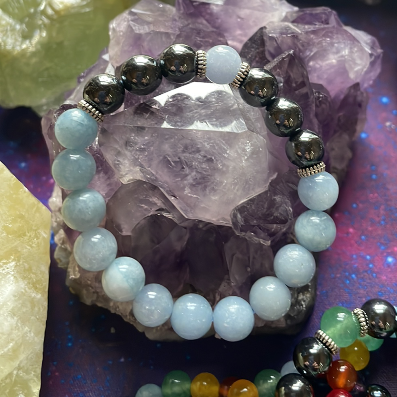 Bracelet de mise à la terre en agate bleue, taille enfant Bracelet de mise à la terre en agate bleue, taille enfant