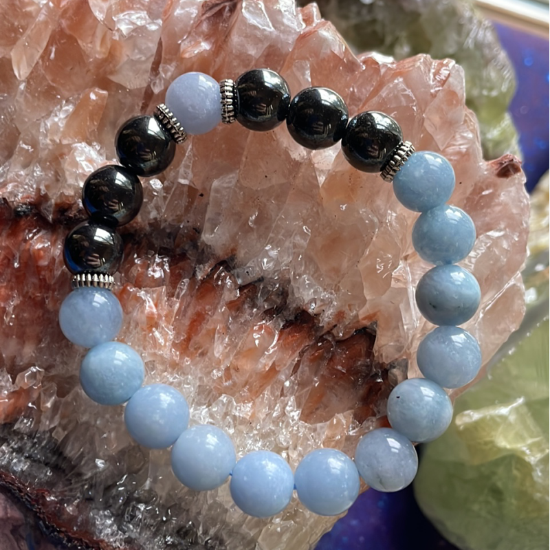 Bracelet de mise à la terre en agate bleue, taille enfant Bracelet de mise à la terre en agate bleue, taille enfant