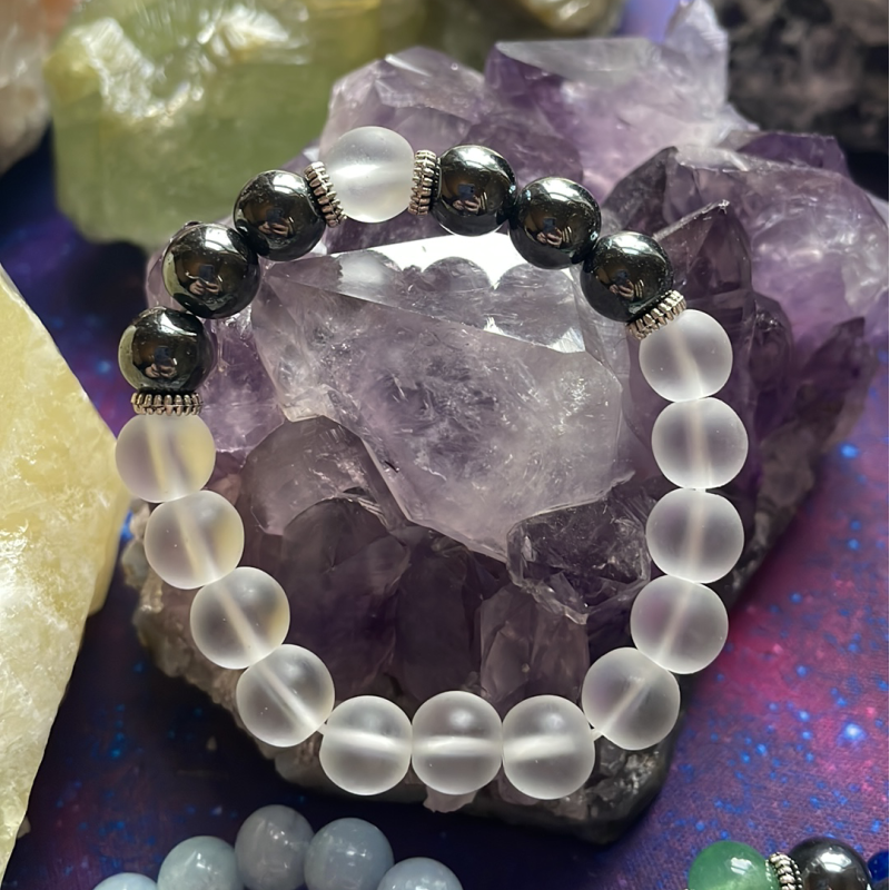 Bracelet de mise à la terre en quartz givré, taille enfant Bracelet de mise à la terre en quartz givré, taille enfant