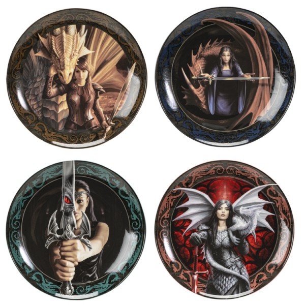 Warrior Maidens & Dragons Dessert Plates - Set of 4