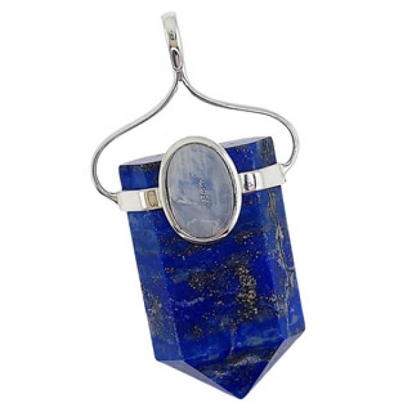 Lapis Lazuli & Moonstone Wide Sterling Pendant
