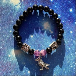 Raven Bracelet - Amethyst & Obsidian