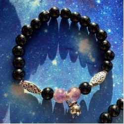 Bracelet chaudron - Améthyste et Obsidienne