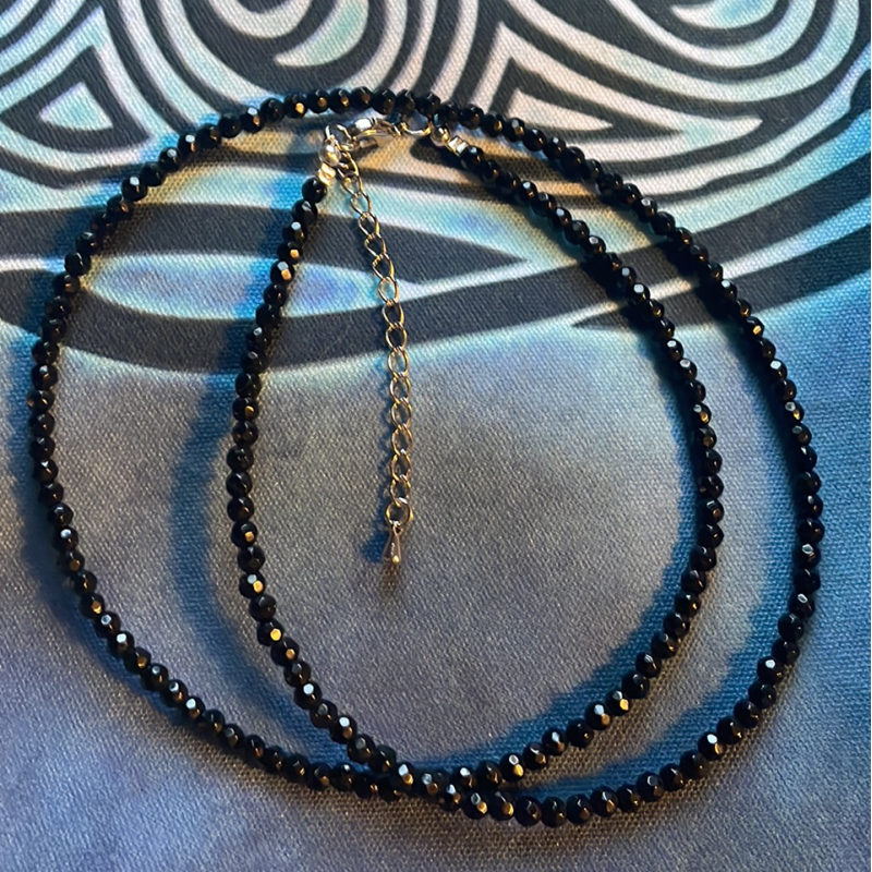 Black Onyx Bead Chain, Faceted Black Onyx Bead Chain, Faceted