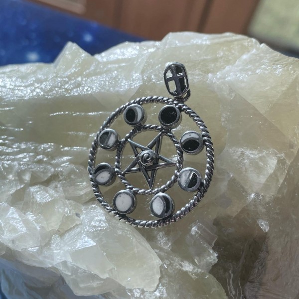 Moon Phase Pentacle, Sterling