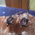 Turtle Earrings, Amethyst - Sterling