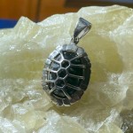 Snowflake Obsidian Turtle Pendant