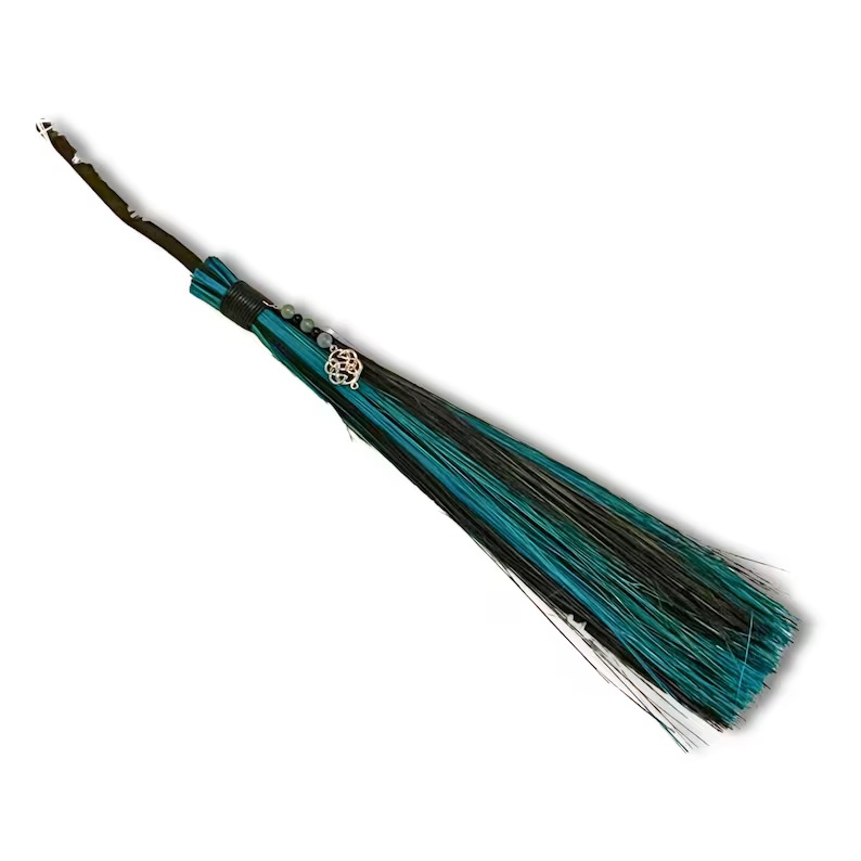 Besom Broom: Teal/Black Celtic Knot Besom Broom: Teal/Black Celtic Knot