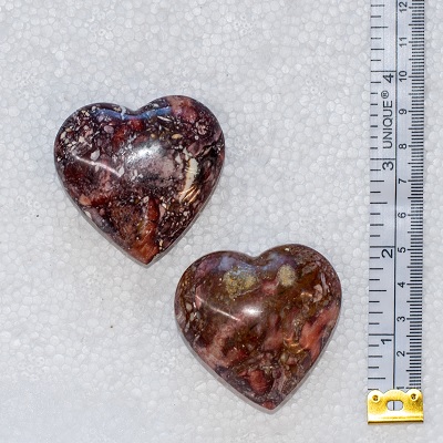 Petrified Wood Puffy Heart, Red Petrified Wood Puffy Heart, Red