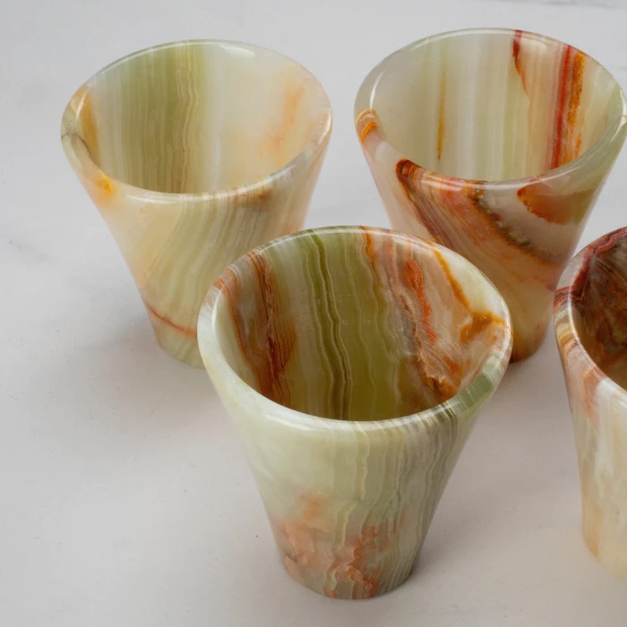 Green Onyx Shot Glass Pair Green Onyx Shot Glass Pair