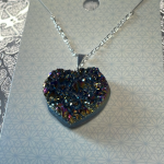 Titanium Aura Amethyst Heart Necklace