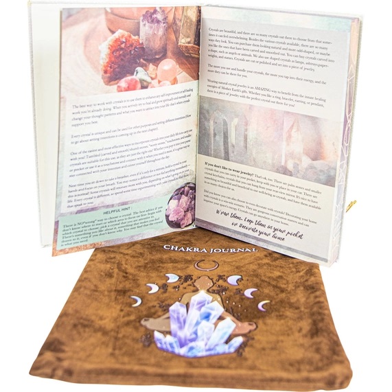 Journal végétalien : Cristaux de chakra, avec sac de rangement Journal végétalien : Cristaux de chakra, avec sac de rangement