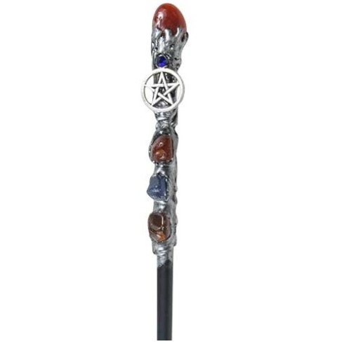 Baguette ornée de bijoux : Pentacle de cornaline Baguette ornée de bijoux : Pentacle de cornaline