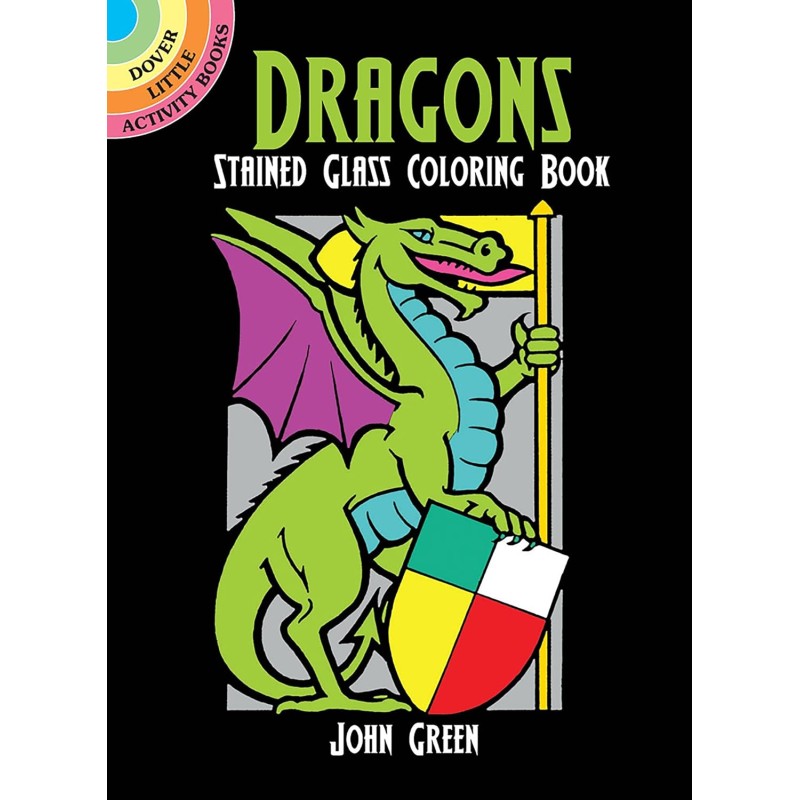 Livre de coloriage de vitrail de dragons Livre de coloriage de vitrail de dragons