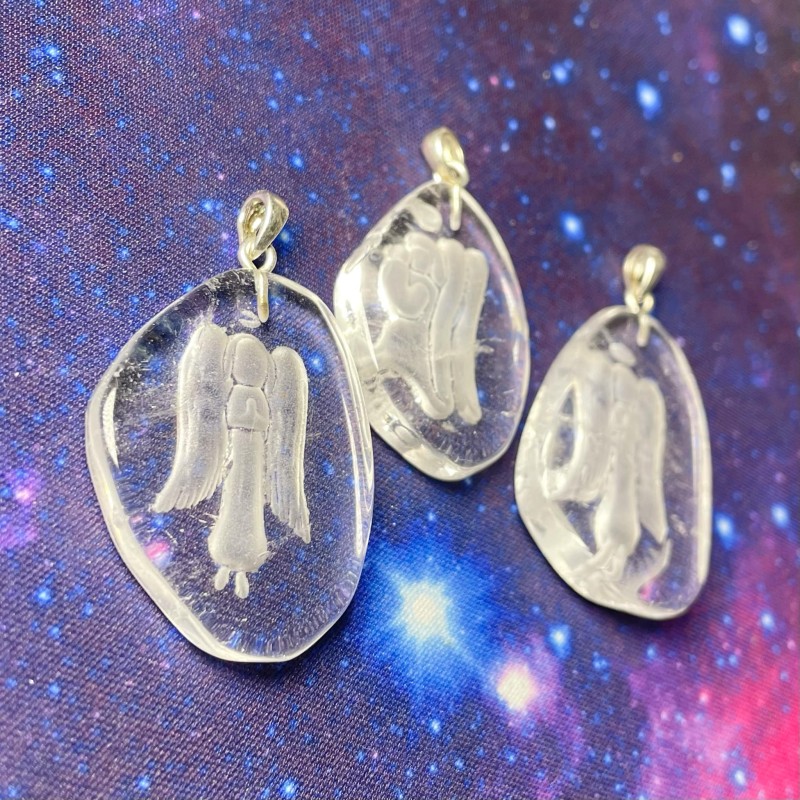 Etched Angel Quartz Pendant