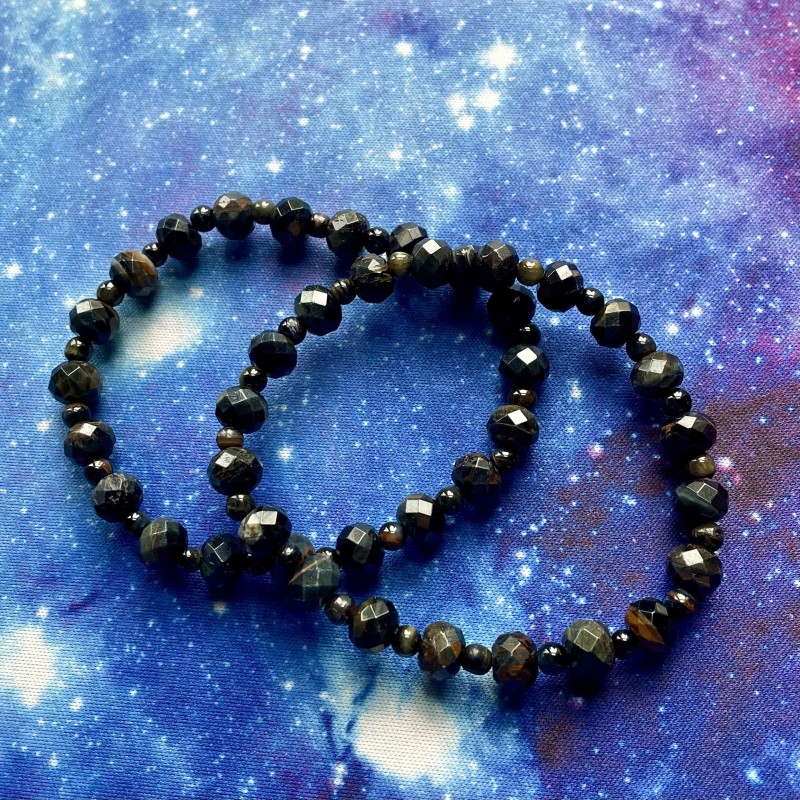 Blue Tiger Eye Faceted Bracelet Blue Tiger Eye Faceted Bracelet