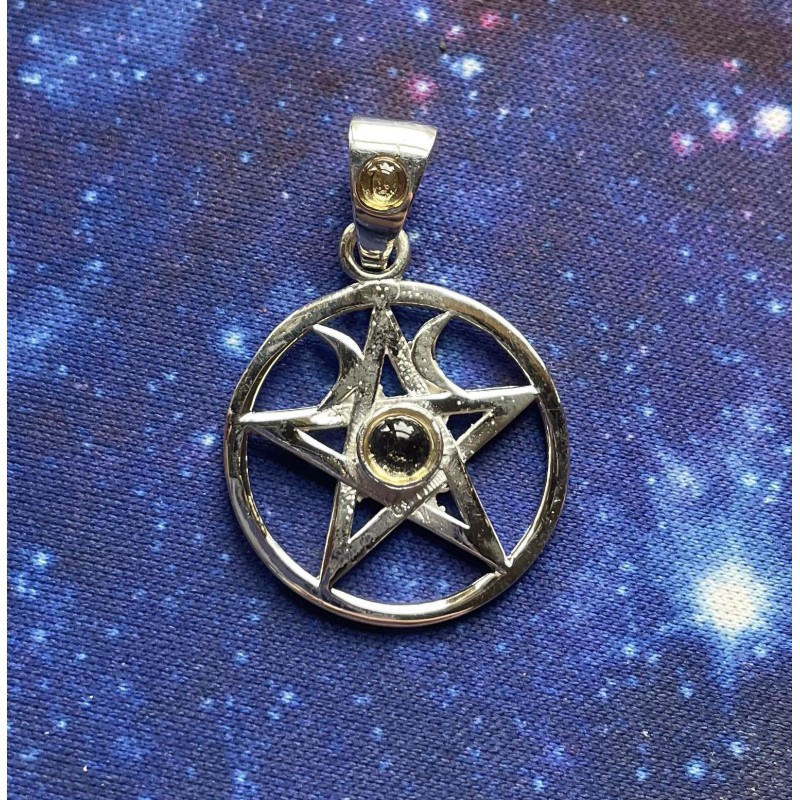 Pendentif pentacle en citrine, Sterling Pendentif pentacle en citrine, Sterling