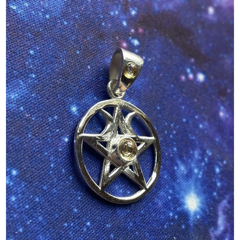 Pendentif pentacle en citrine, Sterling Pendentif pentacle en citrine, Sterling