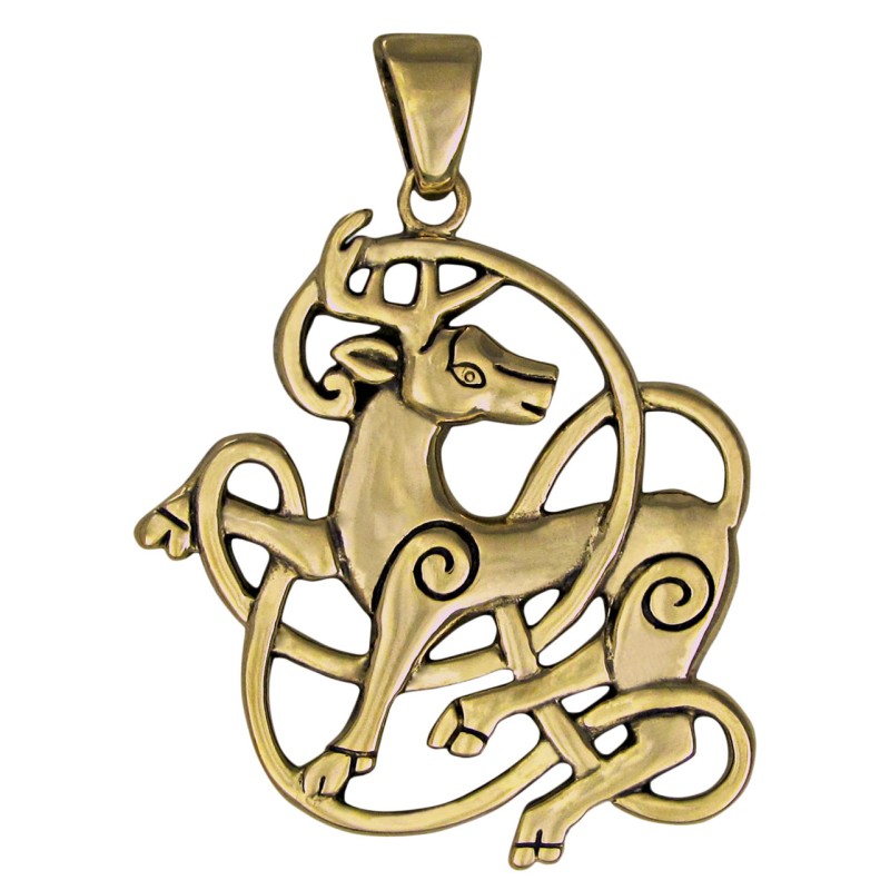 Celtic Stag Pendant, Bronze