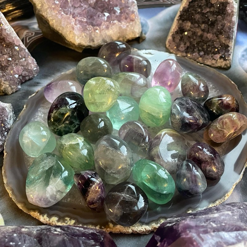 Fluorite arc-en-ciel, Roulée, Grade A