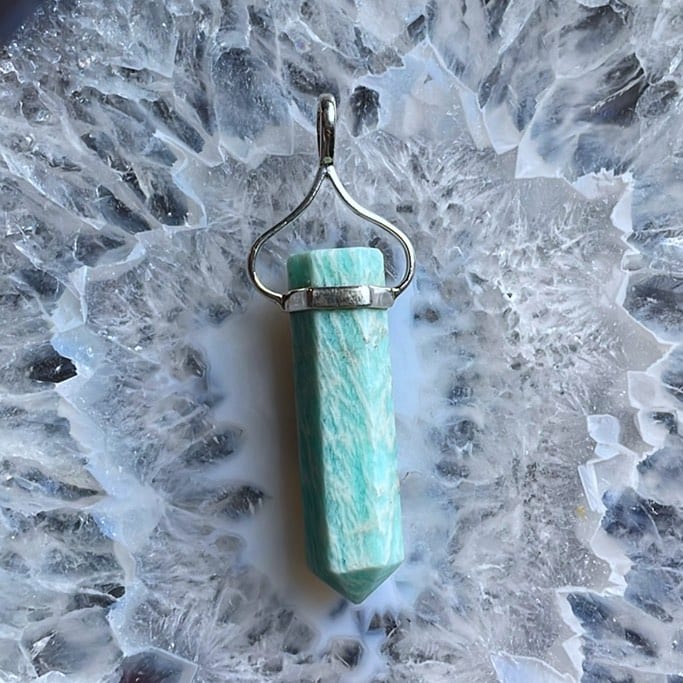 Amazonite Pendant, Sterling Amazonite Pendant, Sterling