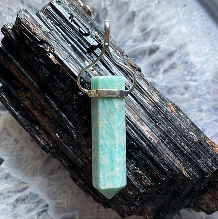 Amazonite Pendant, Sterling Amazonite Pendant, Sterling