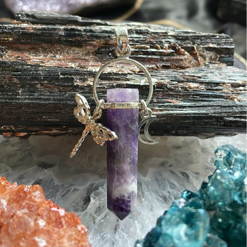Dragonfly Moon Pendant: Amethyst Dragonfly Moon Pendant: Amethyst