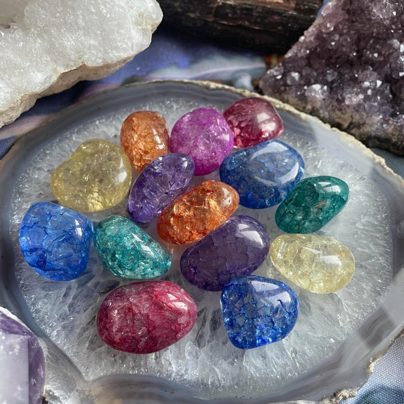 Fée Crackle Quartz, culbuté - lot de 3 Fée Crackle Quartz, culbuté - lot de 3