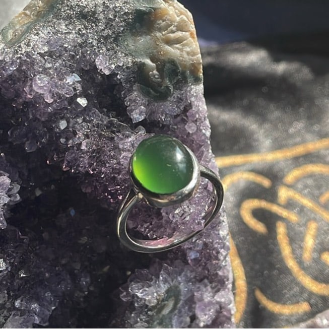 Bague en onyx vert, Sterling - Taille 7 Bague en onyx vert, Sterling - Taille 7