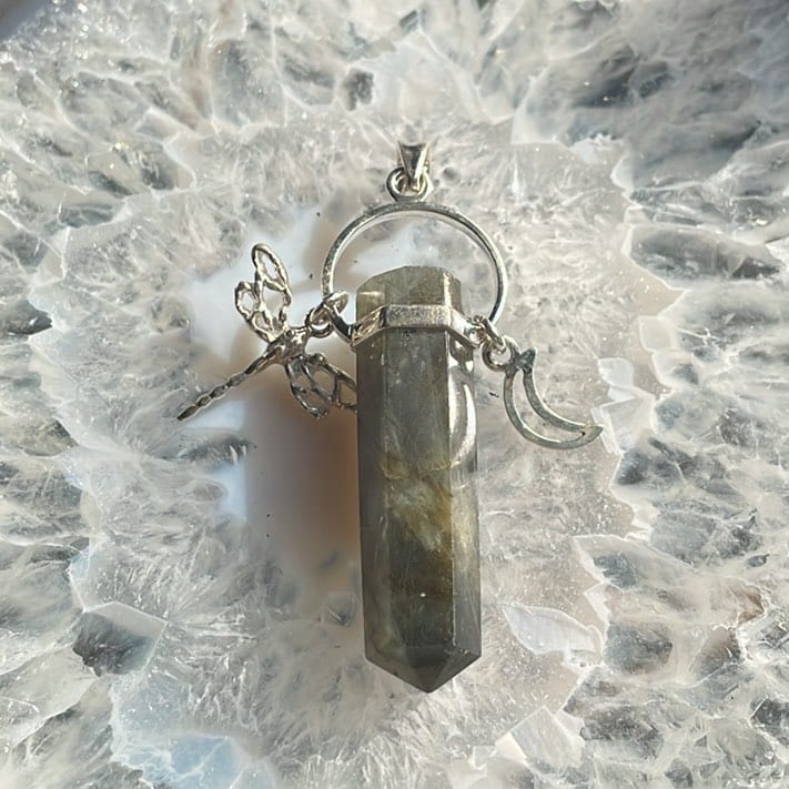 Dragonfly Moon Pendant: Labradorite Dragonfly Moon Pendant: Labradorite