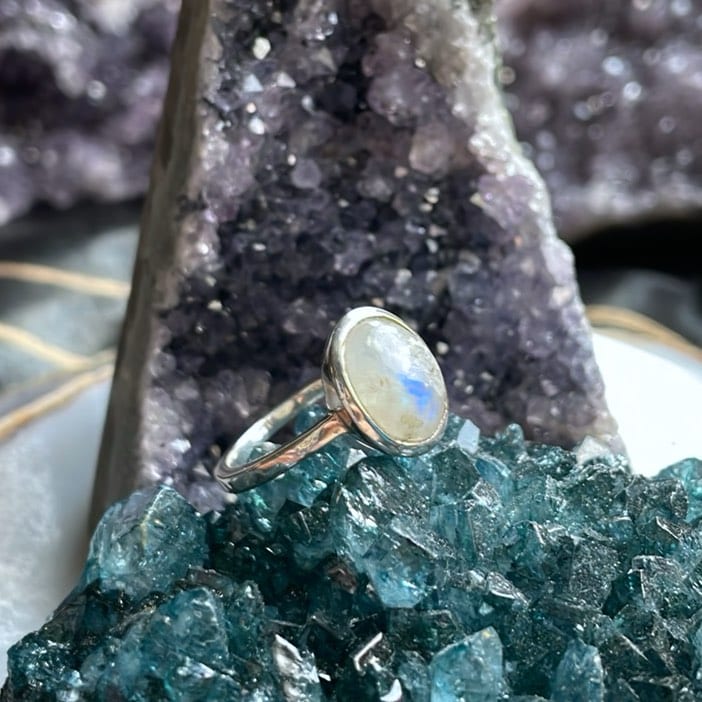 Bague pierre de lune, Sterling - Taille 7 Bague pierre de lune, Sterling - Taille 7
