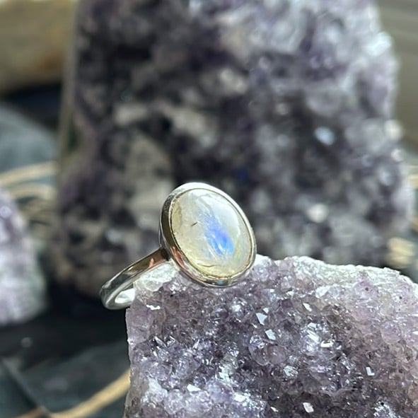 Bague pierre de lune, Sterling - Taille 7 Bague pierre de lune, Sterling - Taille 7