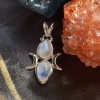Pendentif double pierre de lune arc-en-ciel, Sterling Pendentif double pierre de lune arc-en-ciel, Sterling