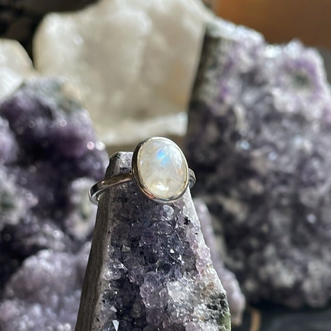 Bague en pierre de lune, Sterling - Taille 8 Bague en pierre de lune, Sterling - Taille 8