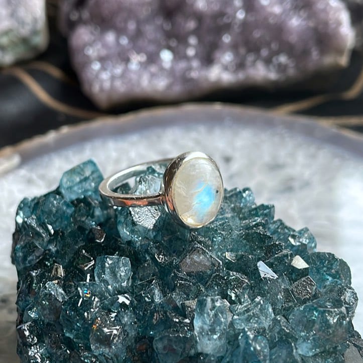 Bague en pierre de lune, Sterling - Taille 8 Bague en pierre de lune, Sterling - Taille 8