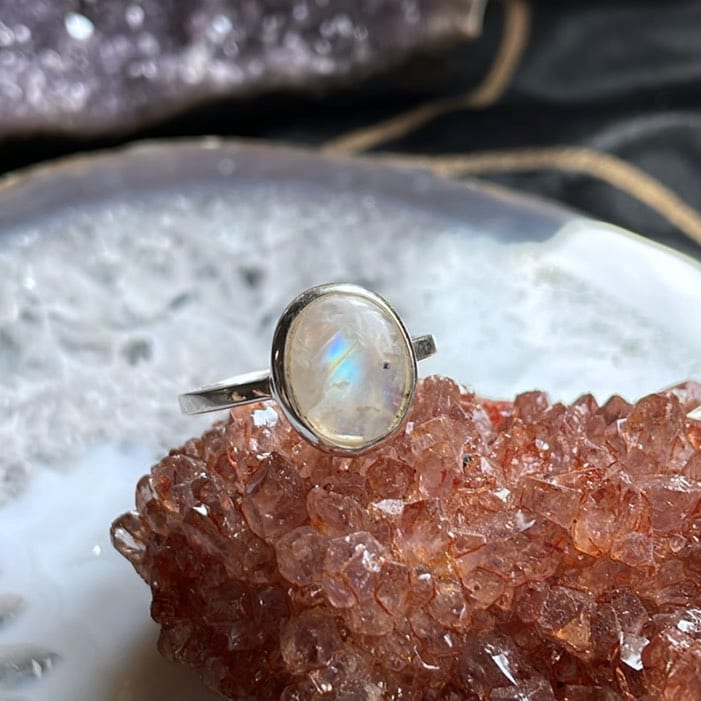 Bague en pierre de lune, Sterling - Taille 8 Bague en pierre de lune, Sterling - Taille 8