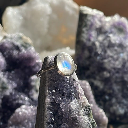 Bague pierre de lune, Sterling - Taille 9 Bague pierre de lune, Sterling - Taille 9