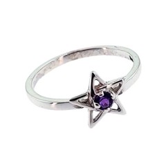Amethyst Star Ring, Sterling Amethyst Star Ring, Sterling
