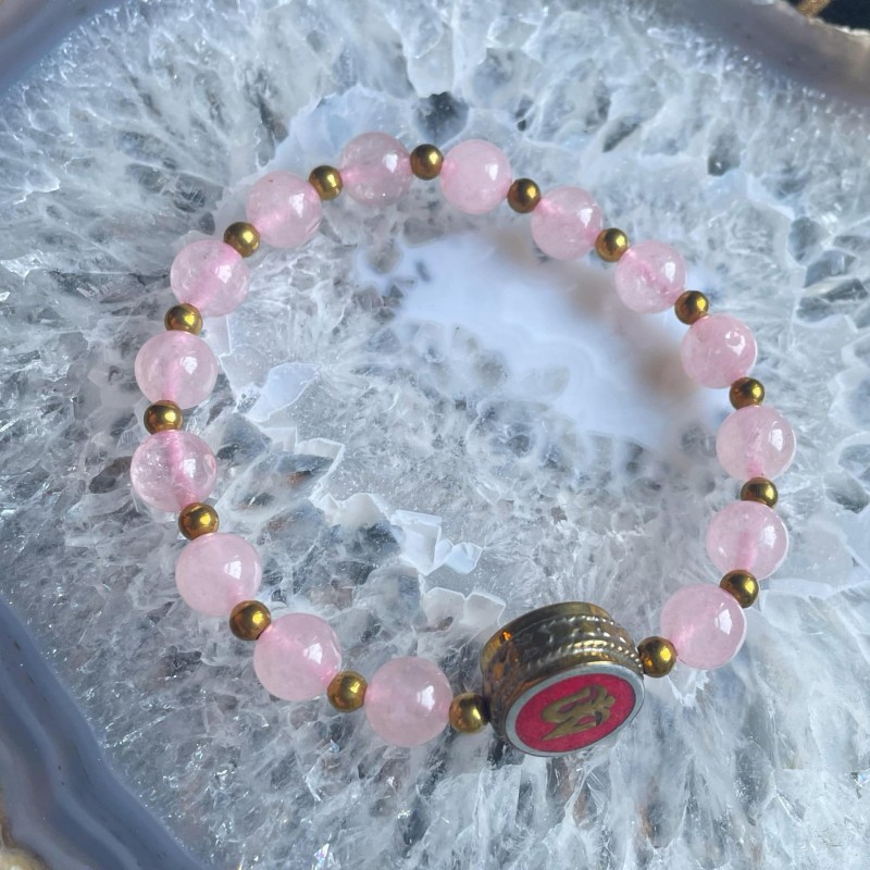 Nepalese Om with Rose Quartz Bracelet Nepalese Om with Rose Quartz Bracelet