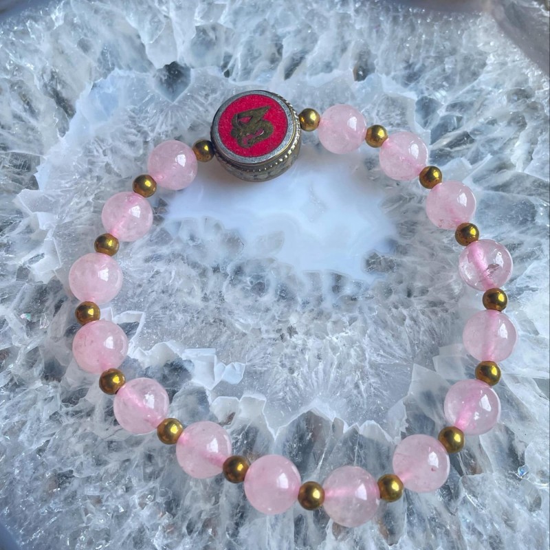 Nepalese Om with Rose Quartz Bracelet Nepalese Om with Rose Quartz Bracelet