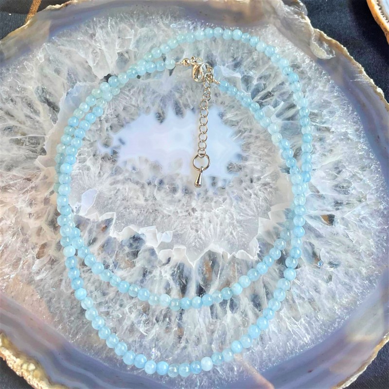 Chaîne de perles d’agate bleue Chaîne de perles d’agate bleue