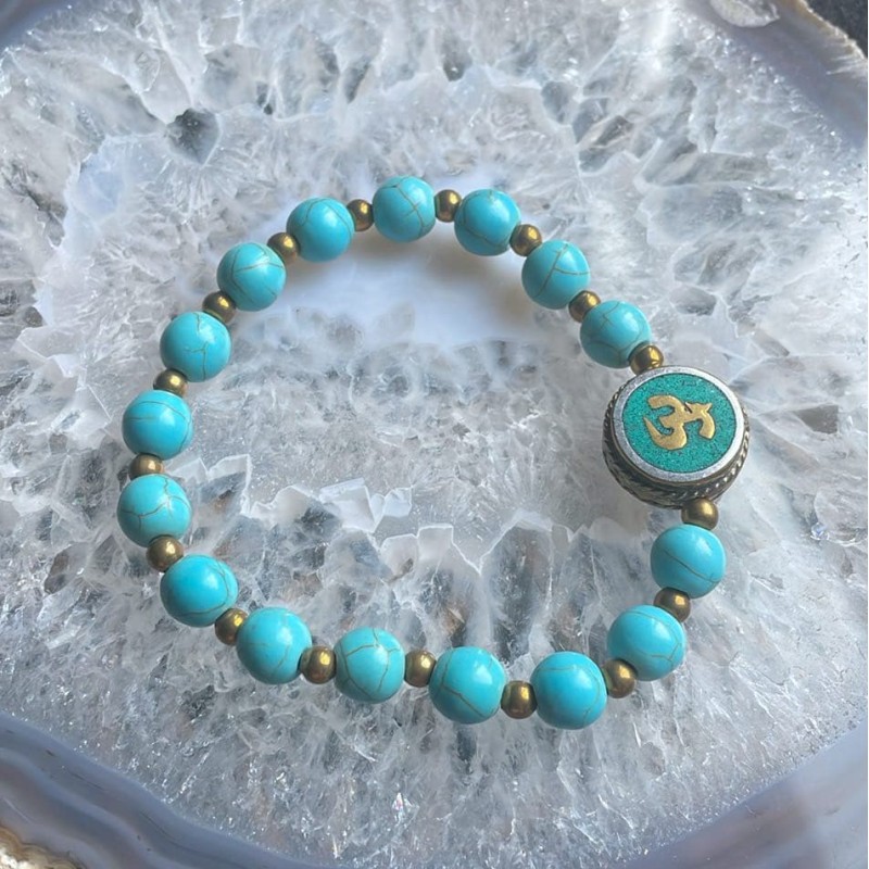 Nepalese Om with Turquoise Howlite Bracelet Nepalese Om with Turquoise Howlite Bracelet