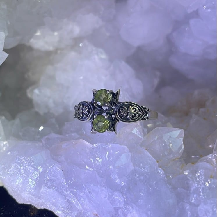 Peridot Turtle Ring, Sterling Peridot Turtle Ring, Sterling