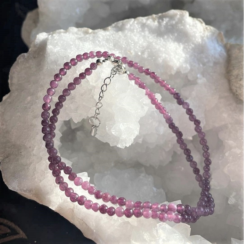 Chaîne de perles d’agate violette Chaîne de perles d’agate violette
