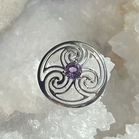 Amethyst Triskelle Pendant, Sterling Amethyst Triskelle Pendant, Sterling