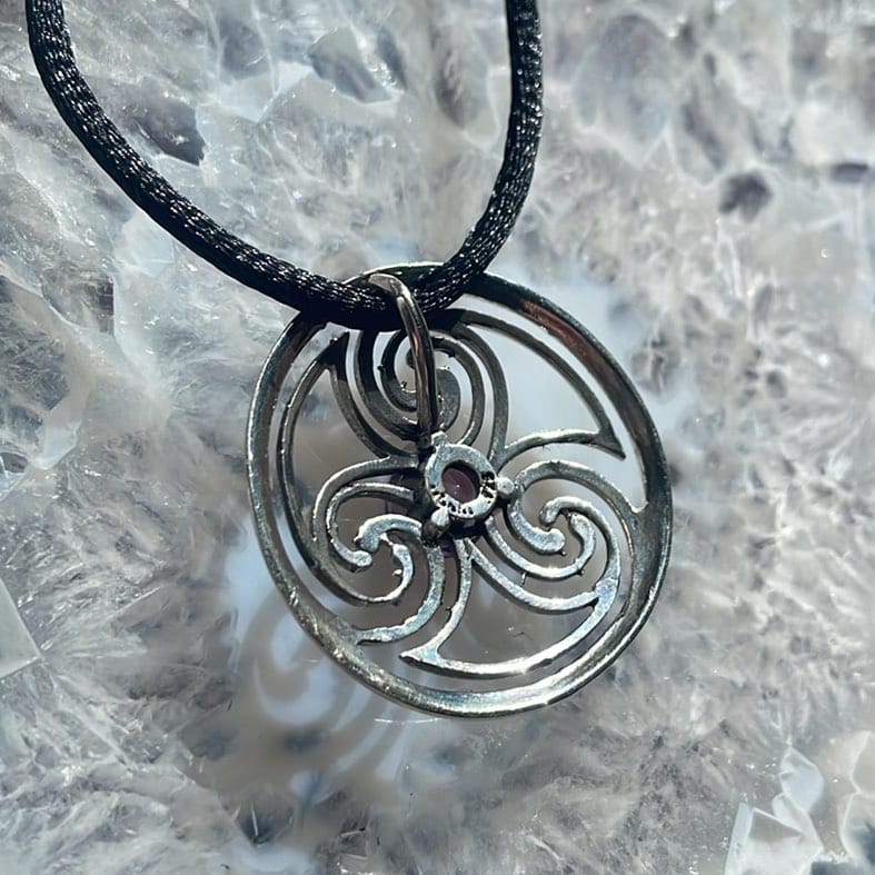 Amethyst Triskelle Pendant, Sterling Amethyst Triskelle Pendant, Sterling